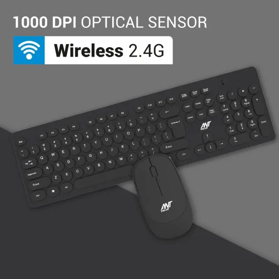 Ant Value Wireless Keyboard Mouse Combo Black FKBRI05