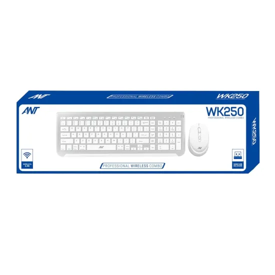 Ant Value Wireless Keyboard Mouse Combo White Silver (WK250)