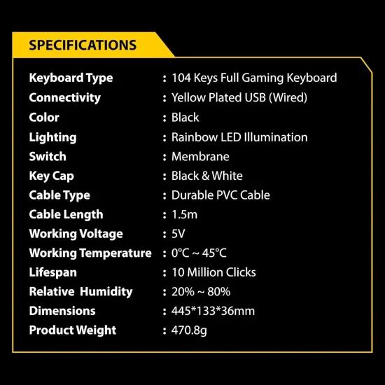 Ant Esports Gaming Keyboard USB TKL Backlit MK1450 RGB