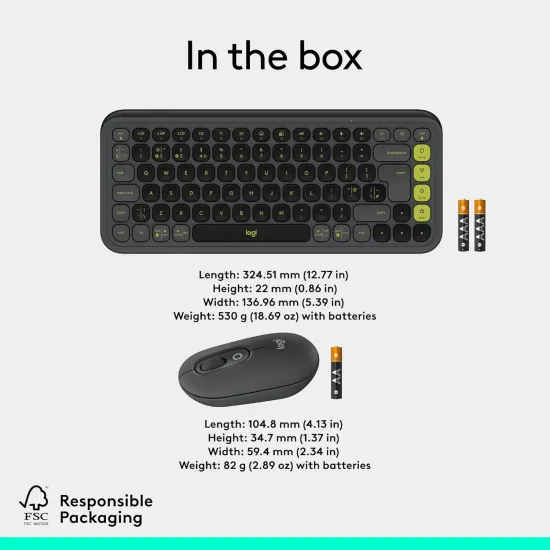 Logitech Wireless Keyboard Mouse Combo POP Icon Black (Open Box)