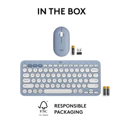 Logitech Bluetooth Keyboard Mouse Combo Pebble 2 Blue