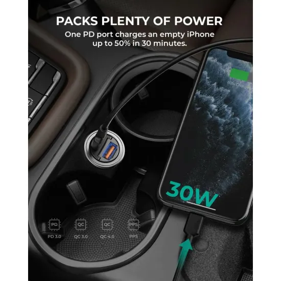 EVM CAR CHARGER 38W WITH TYPE-C | USB 3.0 PORT