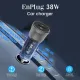 EVM CAR CHARGER 38W WITH TYPE-C | USB 3.0 PORT
