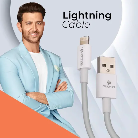 Zebronics USB To Iphone Lightning Charger & Sync Cable (ULC300V)