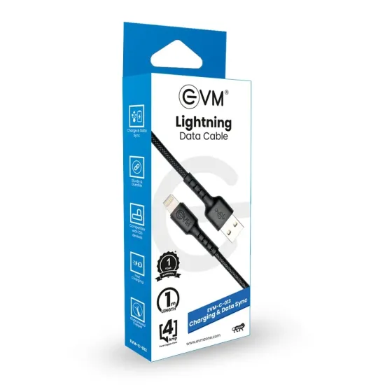 EVM USB To Iphone Lightning Charger & Sync Cable EVM-C-013-B