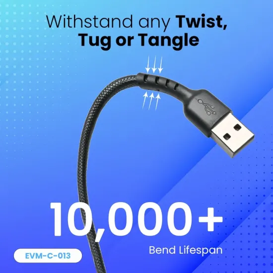EVM USB To Iphone Lightning Charger & Sync Cable EVM-C-013-B