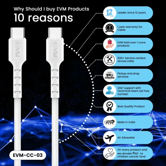 EVM Type-C To Type-C Charge & Sync Cable EVM-CC-03