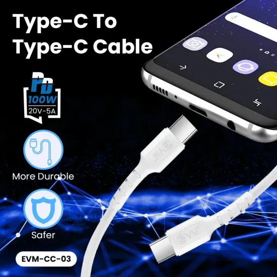 EVM Type-C To Type-C Charge & Sync Cable EVM-CC-03