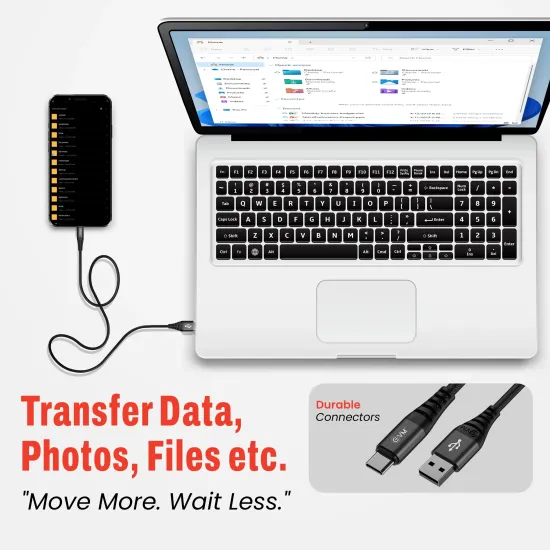 EVM Type-C Mobile Charging Cable (Metal Head Nylon Braided Cable) EVM-CM-012