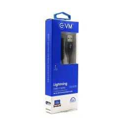 EVM Iphone  Lightning Charge & Sync Cable (Metal Head Nylon Braided Cable) EVM-CM-013
