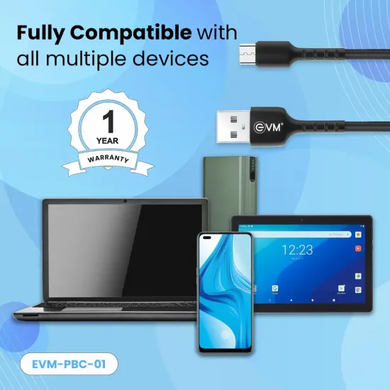 EVM Micro USB Power Bank Cable (300mm length) EVM-PBC-01-B