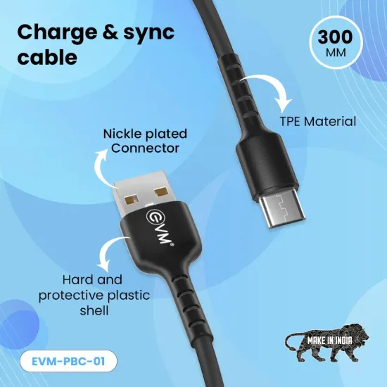 EVM Micro USB Power Bank Cable (300mm length) EVM-PBC-01-B