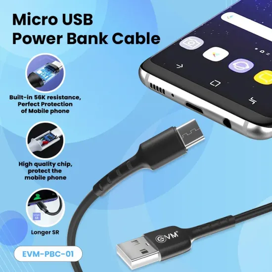 EVM Micro USB Power Bank Cable (300mm length) EVM-PBC-01-B