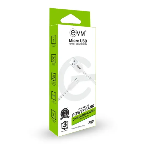EVM Micro USB Power Bank Cable (300mm length) EVM-PBC-01-W