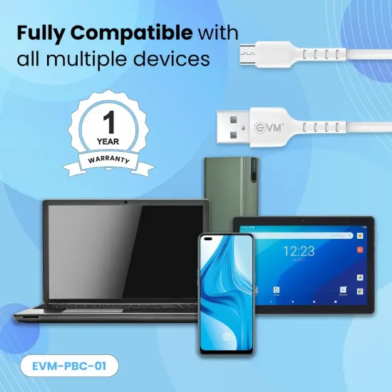 EVM Micro USB Power Bank Cable (300mm length) EVM-PBC-01-W