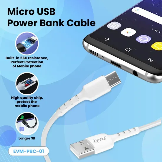EVM Micro USB Power Bank Cable (300mm length) EVM-PBC-01-W