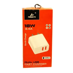 A+ Products Mobile Charger 18w 3.4A 2 USB Port (With USB Micro Cable)