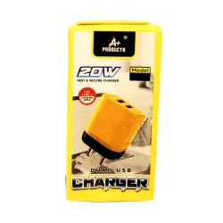 A+ Products Mobile Charger 20w 2 USB Port (With Type -C Charging Cable)