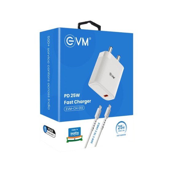 EVM Mobile PD Charger With Cable (Type-C to Type-C) 25W