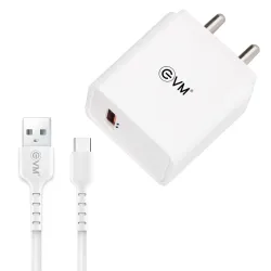 EVM Mobile Charger with TYPE-C Cable QC 3.0  (USB to Type-C) 22.5W