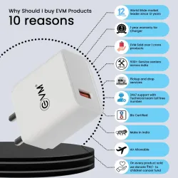 EVM Mobile Charger with TYPE-C Cable QC 3.0  (USB to Type-C) 22.5W