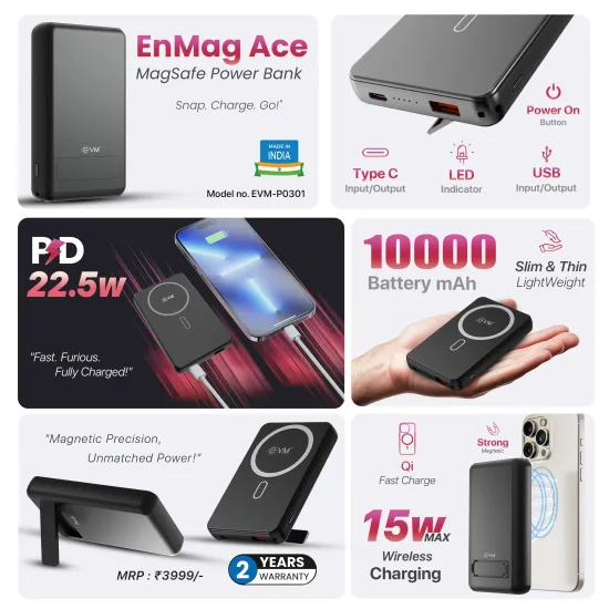EVM Power Bank 10000 mAh Enmag Ace Magsafe(P0301B) Black