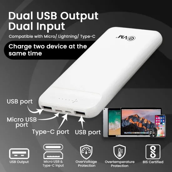 EVM Power Bank 10000 mAh EnCharge (P0109) White