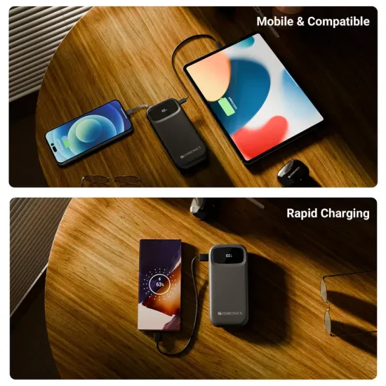 ZEBRONICS Power Bank 10000 mAh with 4 IN 1 CABLE (EnergiPod 10R2)