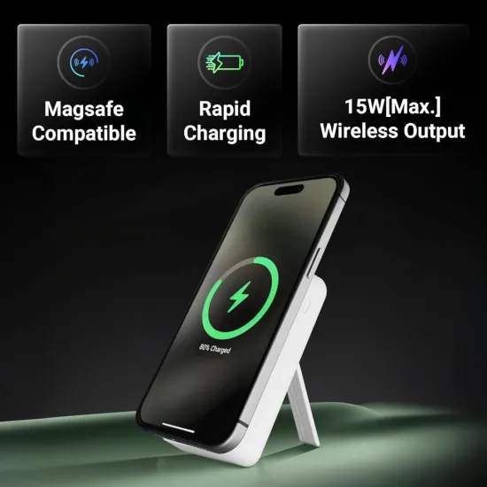 ZEBRONICS Power Bank 10000 mAh Magnetic Output with Type-C & Lightning Cable (EnergiSafe 10R2)