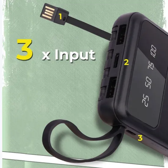 ZEBRONICS Power Bank 10000 mAh With 4 IN 1 CABLE (MB10000S6)