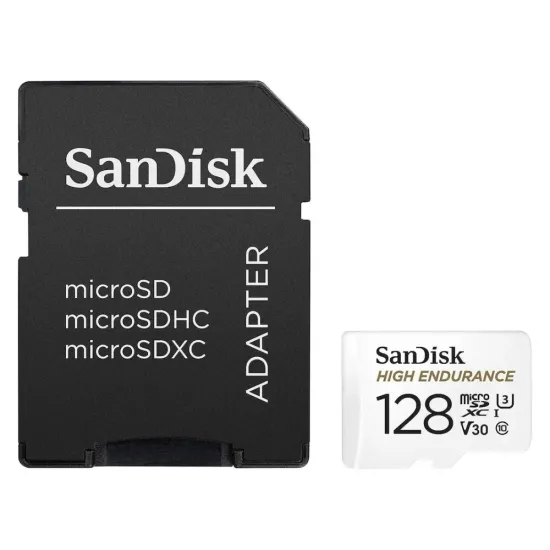 Sandisk Micro SD Card 128GB High Endurance For DSLR With Adapter (Open Box)