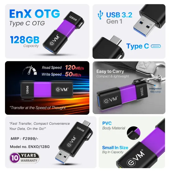 EVM Enx OTG Pendrive Type-C 128GB USB 3.2 (ENXO/128G)