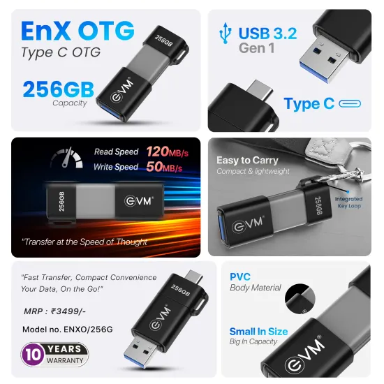 EVM Enx OTG Pendrive Type-C 256GB USB 3.2 (ENXO/256G)