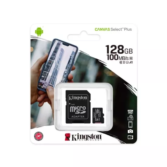 Kingston Micro SD Card 128GB SDCS2 Class 10 With Adapter For CCTV Camera and Smart Phone