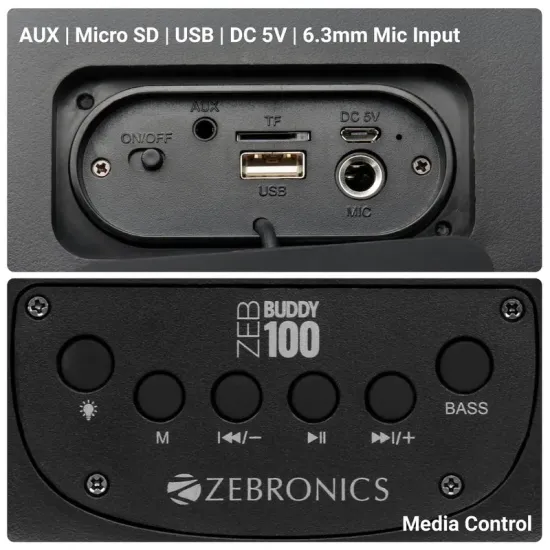 Zebronics Bluetooth Speaker with Mic 20w Buddy 100