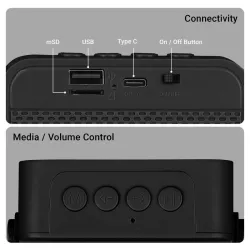 Zebronics Bluetooth Speaker RGB 8w County 8 Black