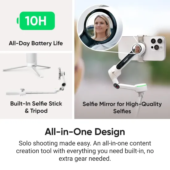 Insta360 AI Tracking  Phone Gimbal Stabilizer Flow 2 Pro (Stone Gray)