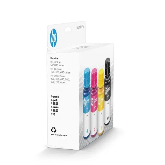 HP GT52 Cyan Magenta Yellow GT53 Black Ink Bottle Combo