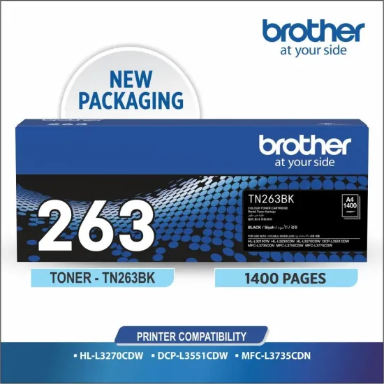 Brother Genuine Toner Cartridge TN-263BK Black