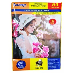 Aimro Glossy 210x297mm 180Gsm A4 Inkjet Photo Paper (50 Sheets)