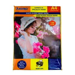 Aimro Glossy 210x297mm 130Gsm A4 Inkjet Photo Paper (50 Sheets)