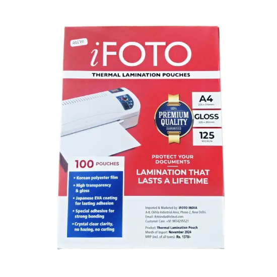 Lamination Pouch 125 Micron 225x310mm A4 iFOTO (Pack of 100)
