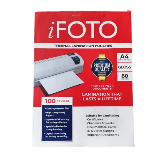 Lamination Pouch 80 Micron 225x310mm A4 iFOTO (Pack of 100)