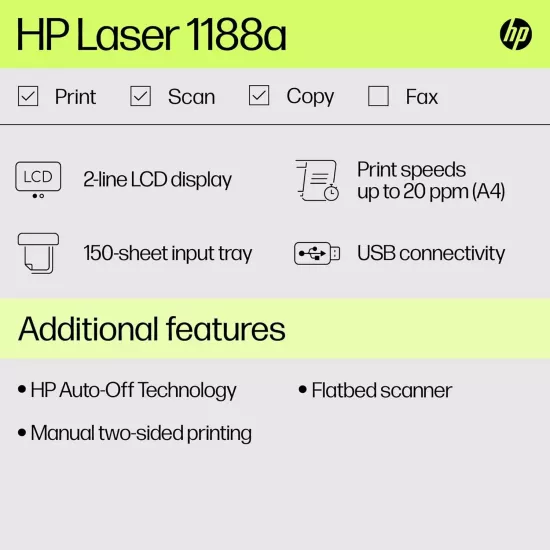 HP Laser Printer MFP 1188A A4 Multi Function