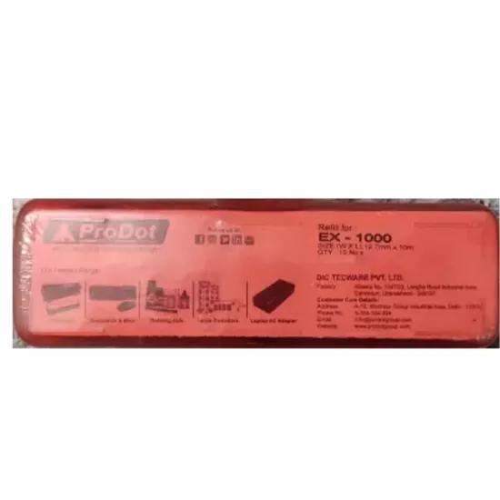 Prodot EX1000 Black Ribbon Cartridge 12.7mmx10m (PACK OF 10)