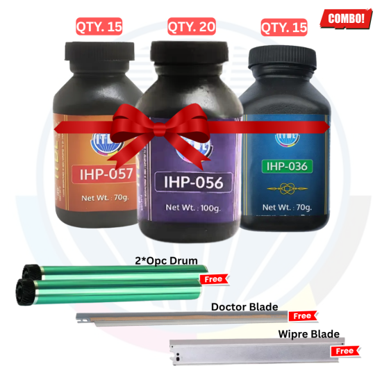ITDL Laser Toner Powder Combo (IHP056 100gm + IHP057 70gm + IHP036 70gm) Black