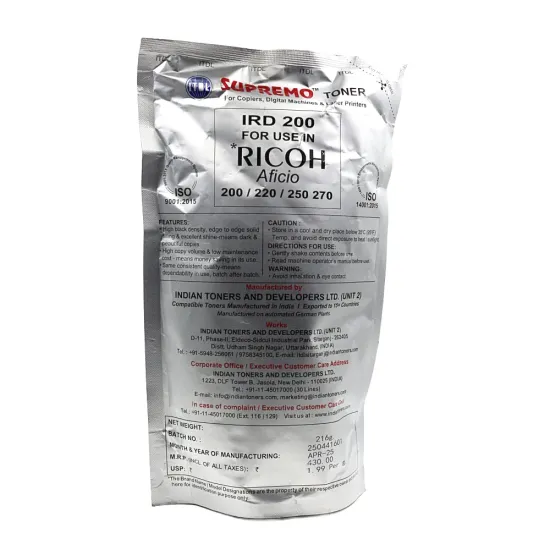 ITDL Copier Toner Powder For Richo Aficio IRD-200 216gm Black