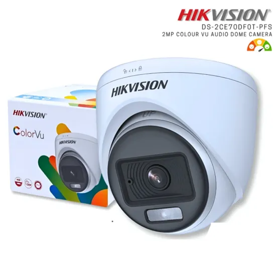 Hikvision 2MP ColorVu HD Dome Camera 2.8mm With Audio (DS-2CE70DF0T-PFS)