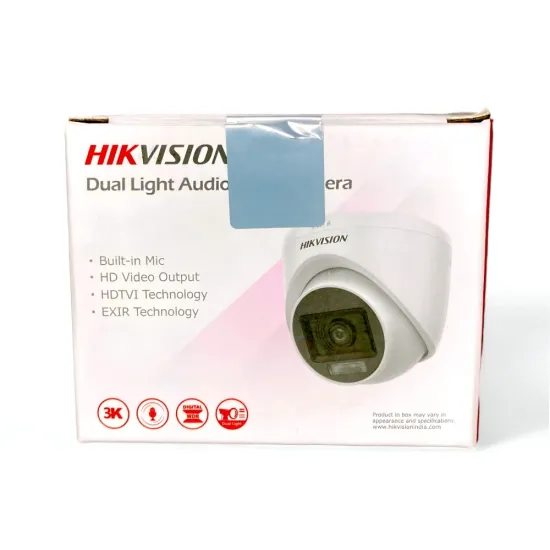 Hikvision 5MP Hybrid HD 3K Dome Camera 3.6mm With Audio (DS-2CE76K0T-LPFS)