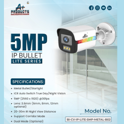 A+Products IP 5MP Dual Light Bullet Camera 3.6mm With Audio (AP-CV-IP-LITE-5MP-METAL-B02-3.6MM)